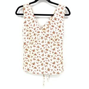 Reformation Vireo Top Women's Size Large V-Neck Sleeveless Cream Red Floral